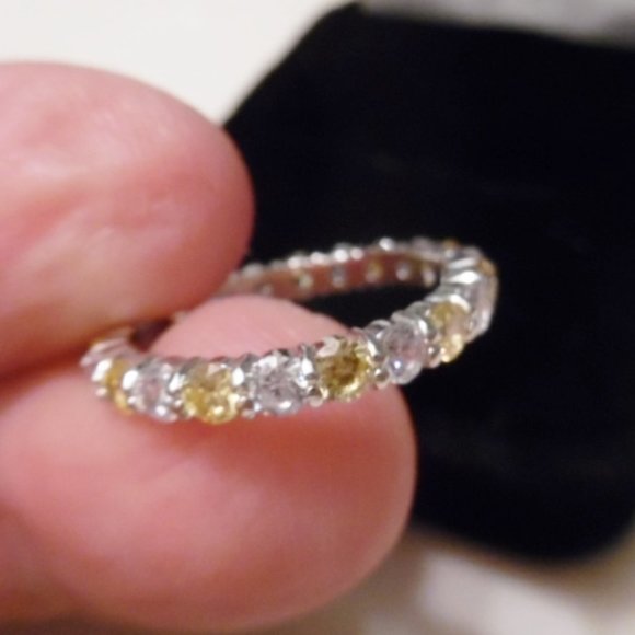 sterling silver Jewelry - CZ yellow/white  Eternity Wedding Band Sz 8 925